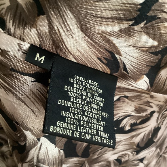 VTG DANA BUCHMAN QUILTED BROWN WOMANS COAT WITH LEATHER TRIM SZ M - Picture 11 of 14